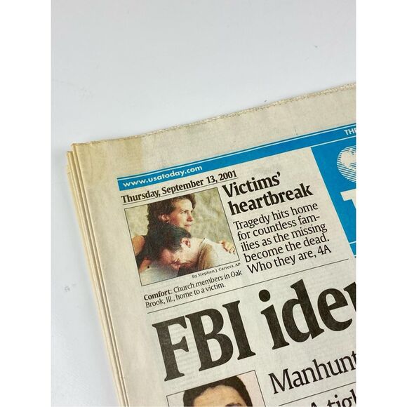 USA Today 9/11 FBI Identifies Hijackers Complete Newspaper September 13, 2001 CZ - Picture 2 of 4